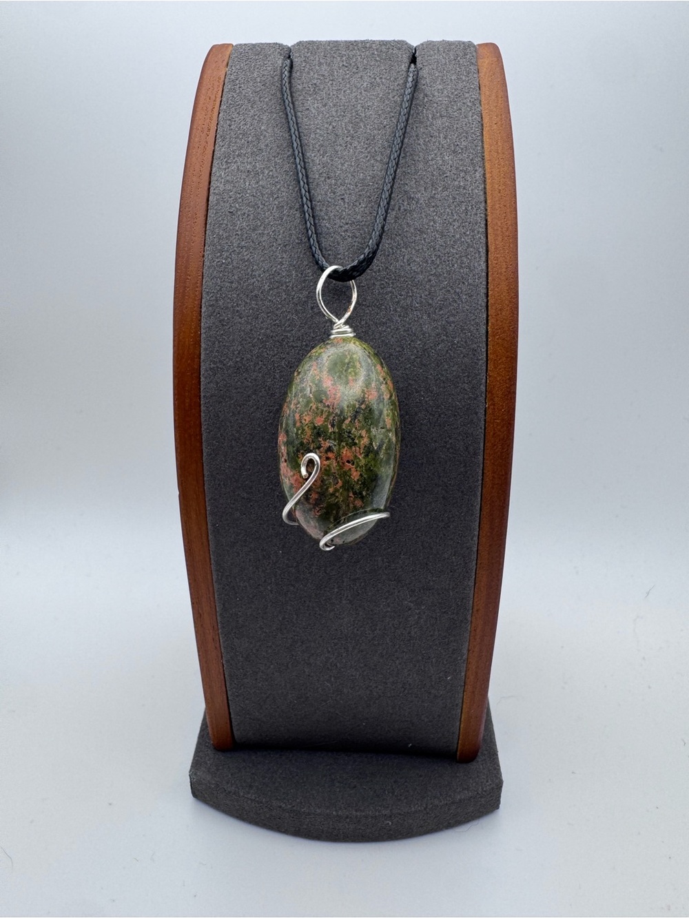 Handmade Unakite Pendant Necklace - Handwrapped